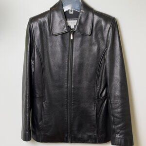 Black Leather Jacket (size M Petite)